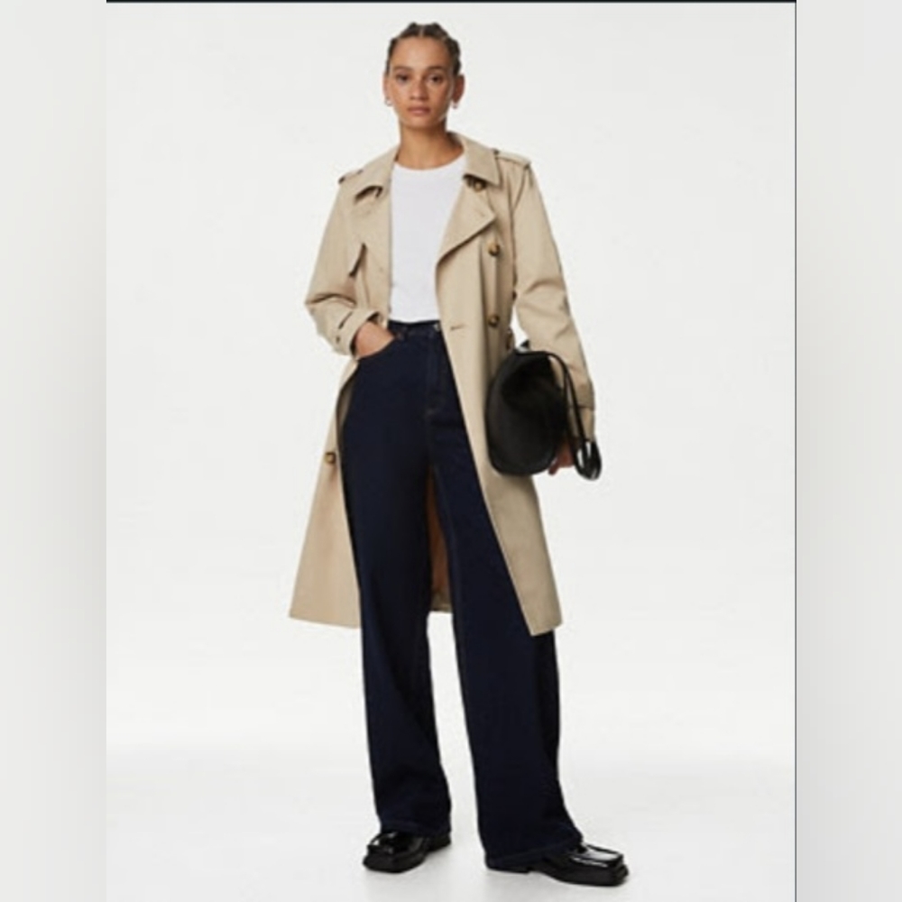 Marks & Spencer M&S Collection Double-Breasted Trench Coat in Sand,   US 14/UK18